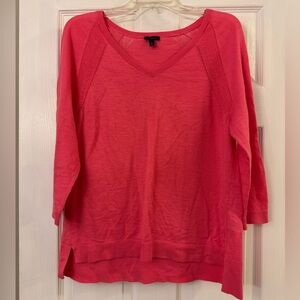 Talbots Woman’s Size Large Pink Lightweight 3/4 Sleeve V-neck Sweater